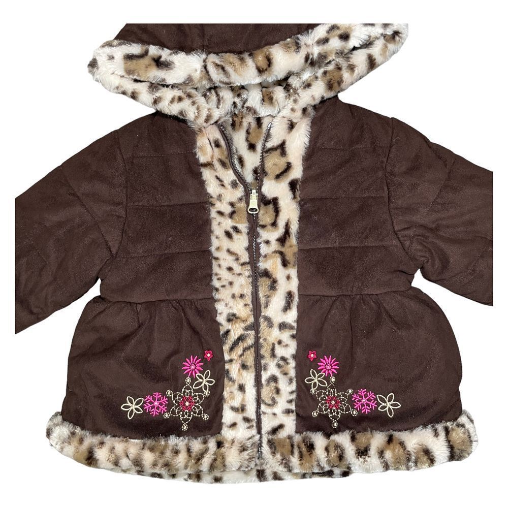 Pistachio Leopard Print Reversible Puffer Coat 2T